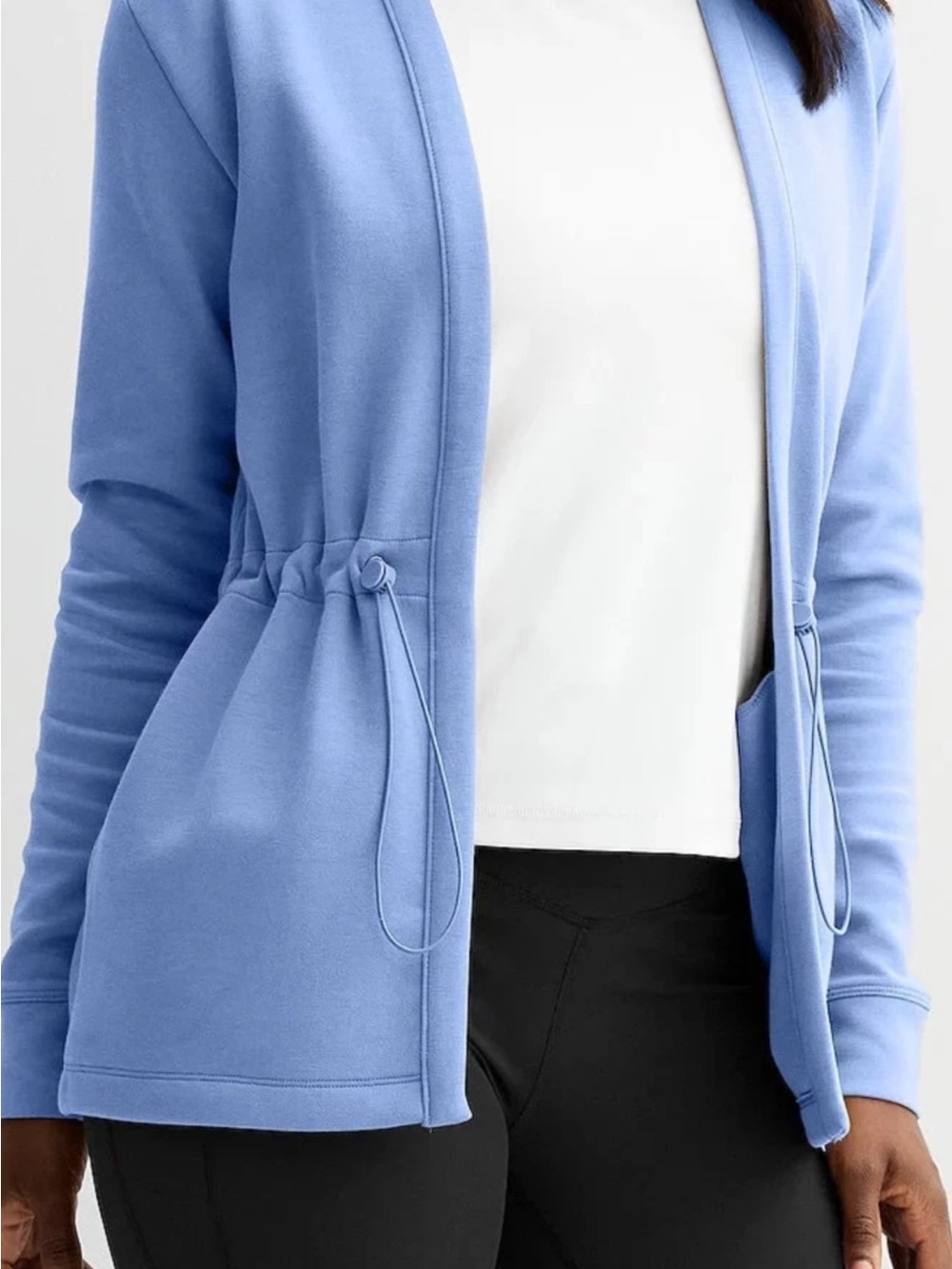Tek gear Sky Blue Open Front Drawstring Cardigan Womens Large with pockets - Picture 6 of 6